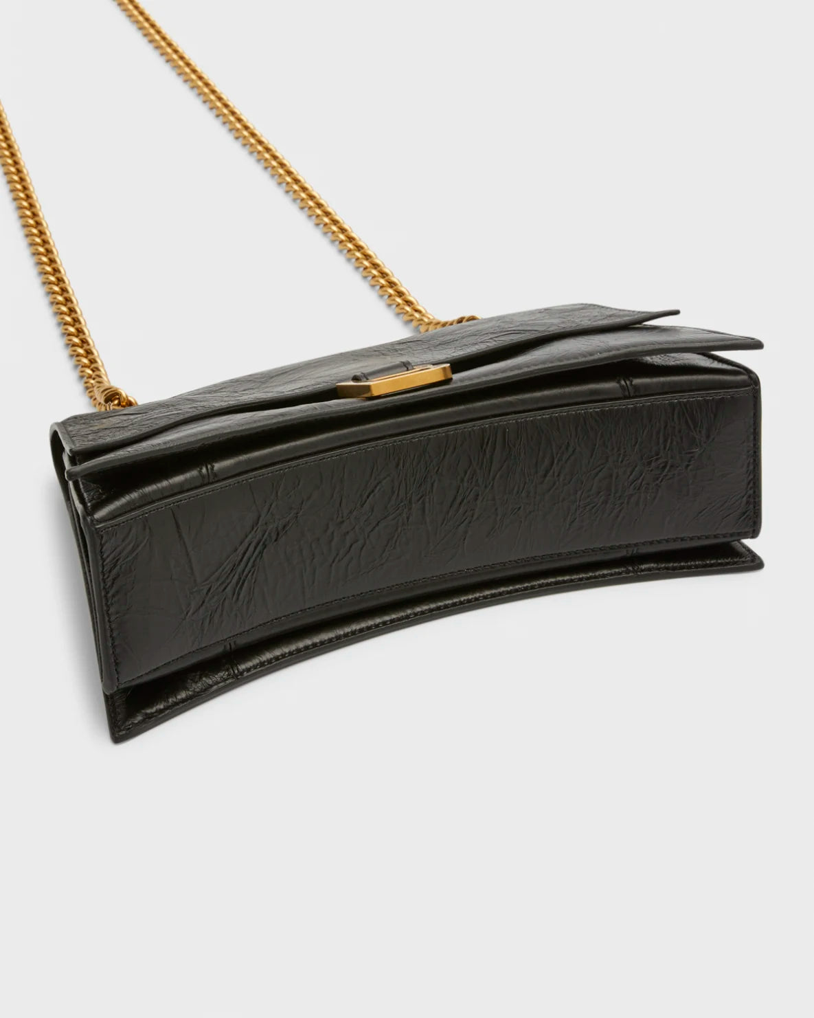 Balenciaga Crush Small Leather Shoulder Bag - Black Crinkled Calfskin Designer Handbag