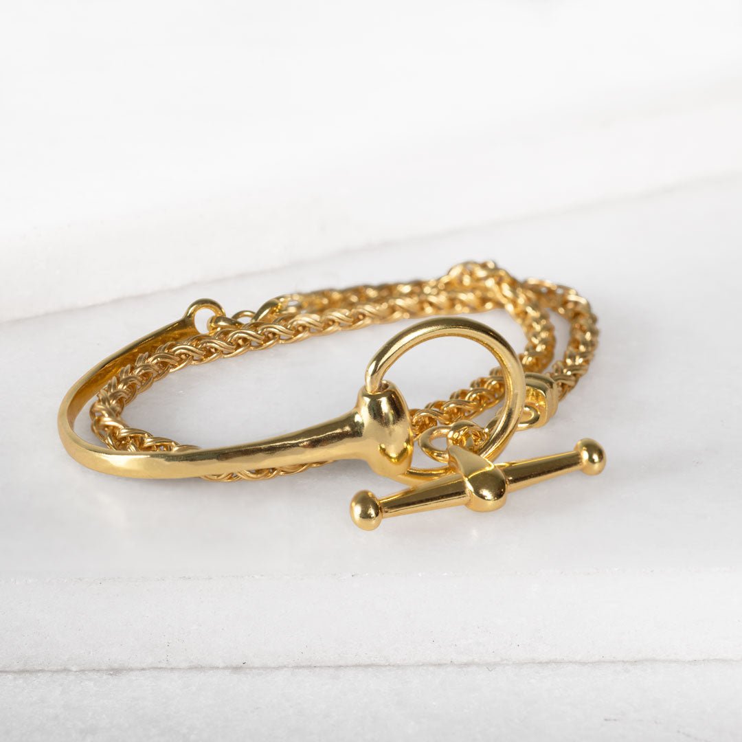 Odeza - Wrap Around Horse Bit Bracelet in Gold