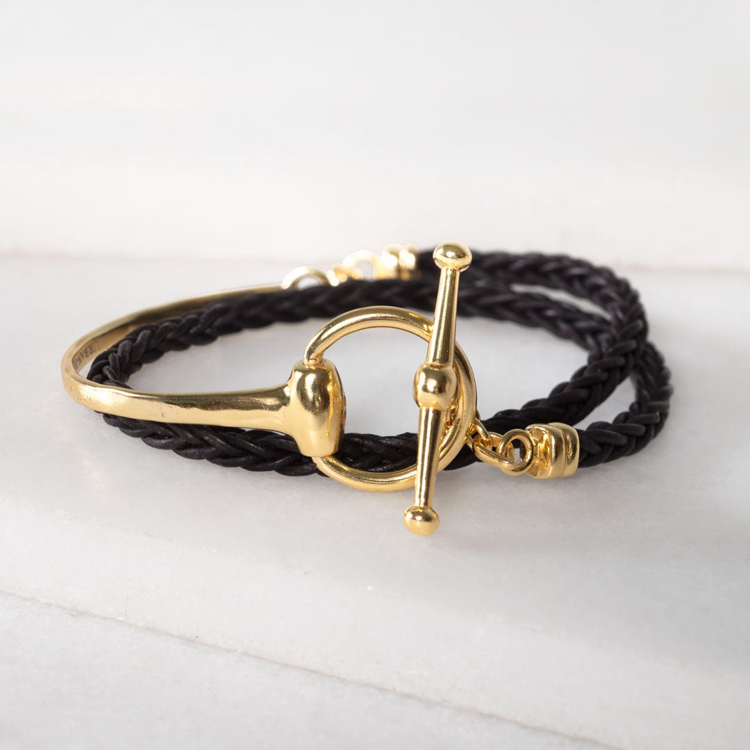 Odeza - Wrap Around Horse Bit Bracelet in Gold & Black