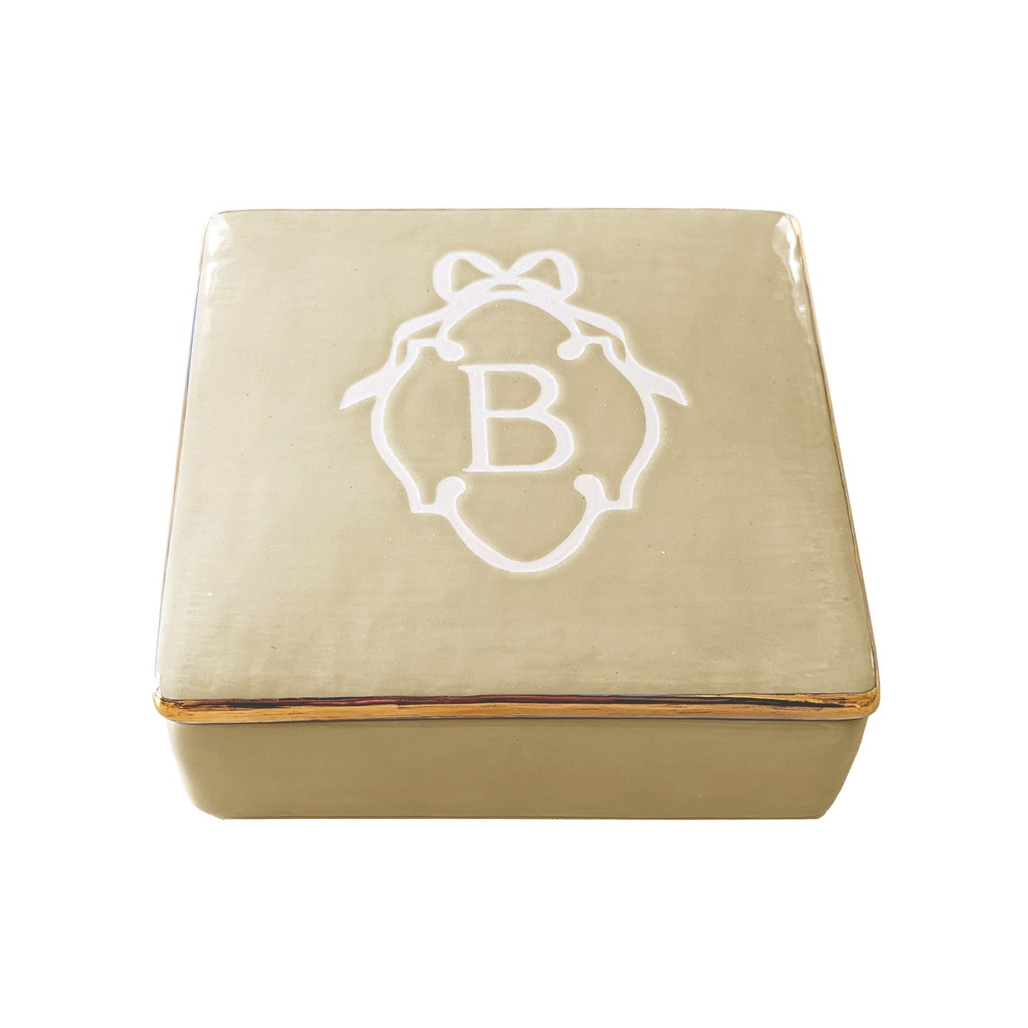 Bow Monogram Box with 22K Gold Accent