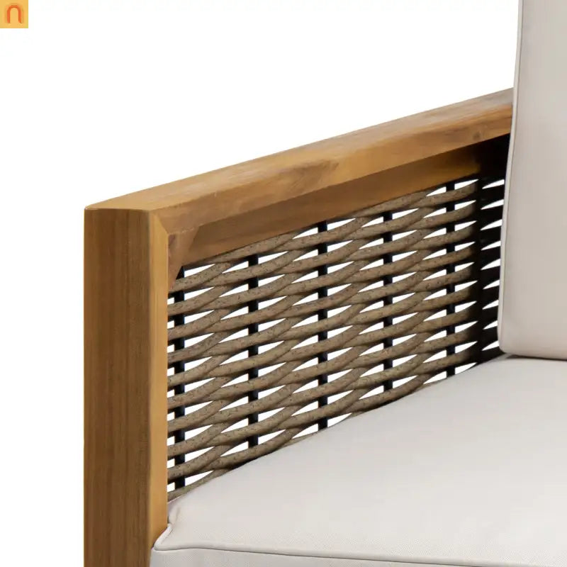 Outdoor Acacia Wood Club Chair Set of 2 with Wicker Accents Teak Finish