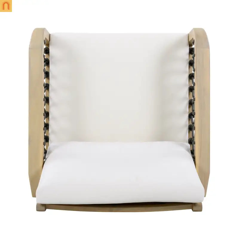 Outdoor Acacia Wood Club Chair with Handwoven Rope Light Teak Finish Weather