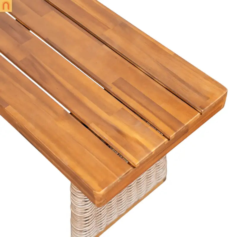 Outdoor Bench Acacia Wood Teak Finish Brown Wicker