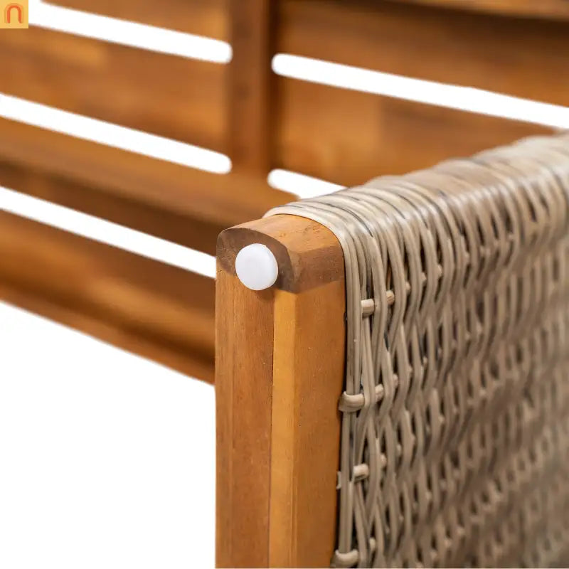 Outdoor Bench Acacia Wood Teak Finish Brown Wicker