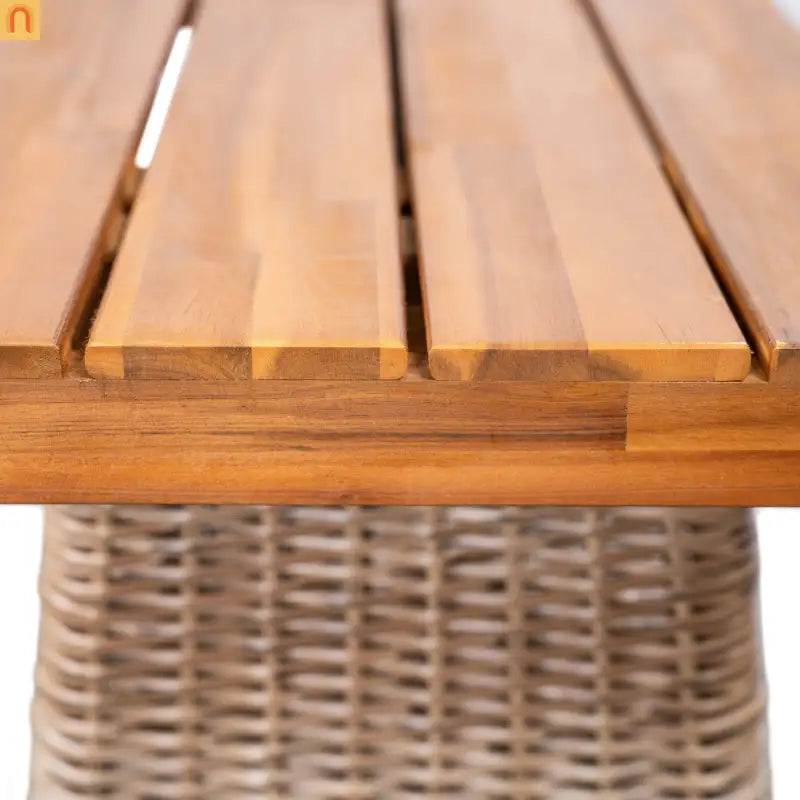 Outdoor Bench Acacia Wood Teak Finish Brown Wicker