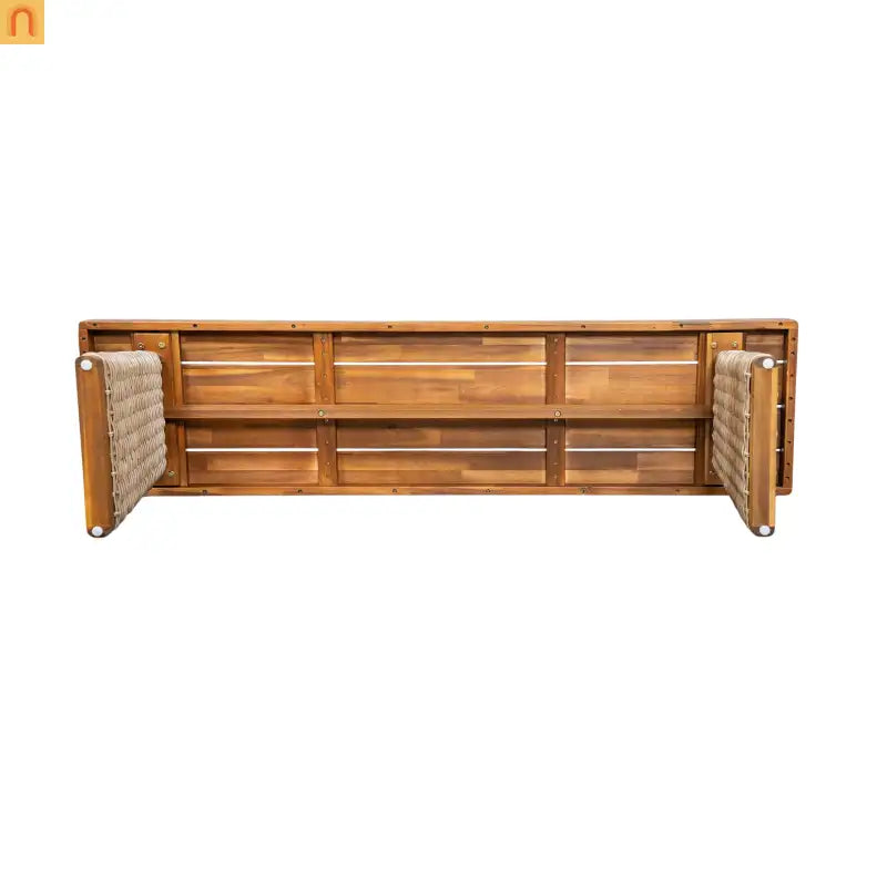 Outdoor Bench Acacia Wood Teak Finish Brown Wicker