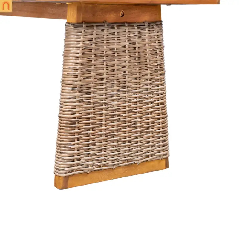 Outdoor Bench Acacia Wood Teak Finish Brown Wicker