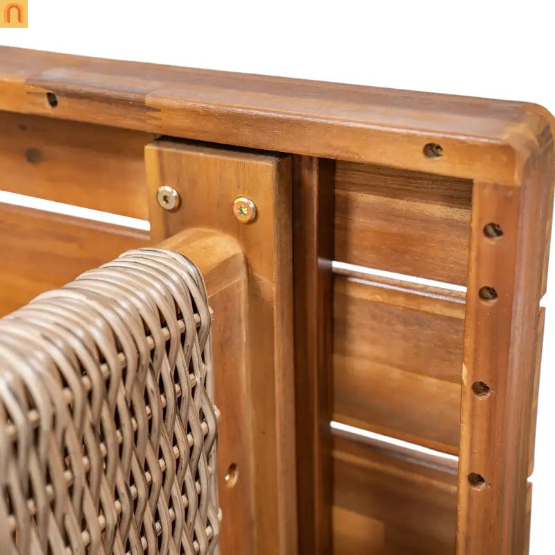Outdoor Bench Acacia Wood Teak Finish Brown Wicker