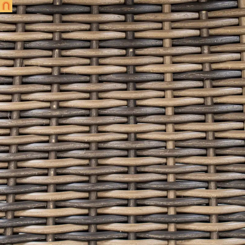 Outdoor Bench Teak Finish Acacia Wood Grey Wicker Set of 2