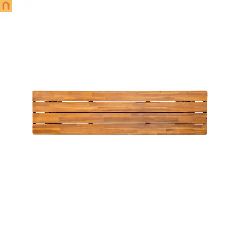 Outdoor Bench Teak Finish Acacia Wood Grey Wicker Set of 2