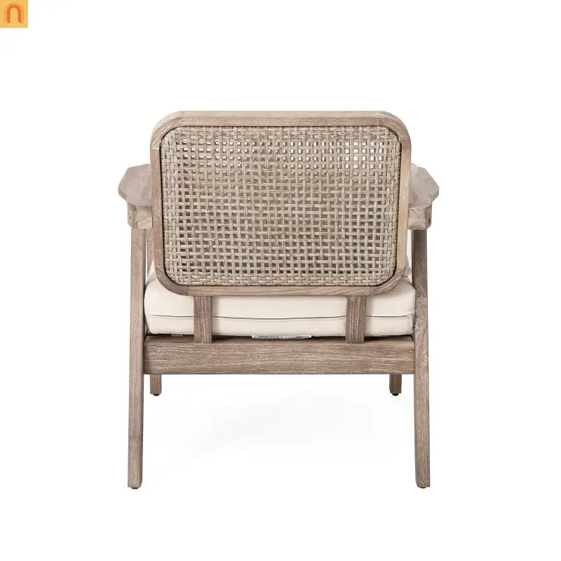 Outdoor Club Chair Acacia Wood Light Brown Deep Seat 400 LB 28.5in