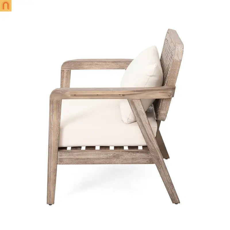 Outdoor Club Chair Acacia Wood Light Brown Deep Seat 400 LB 28.5in