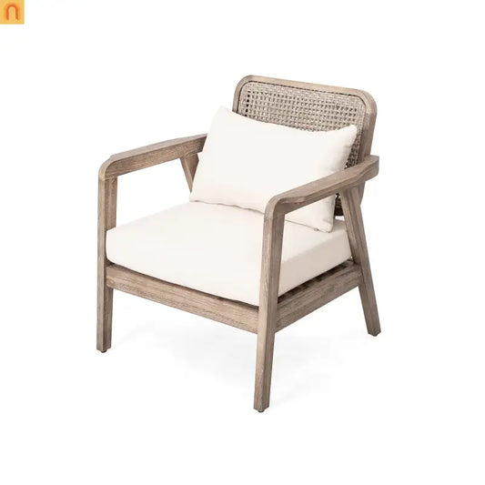 Outdoor Club Chair Acacia Wood Light Brown Deep Seat 400 LB 28.5in