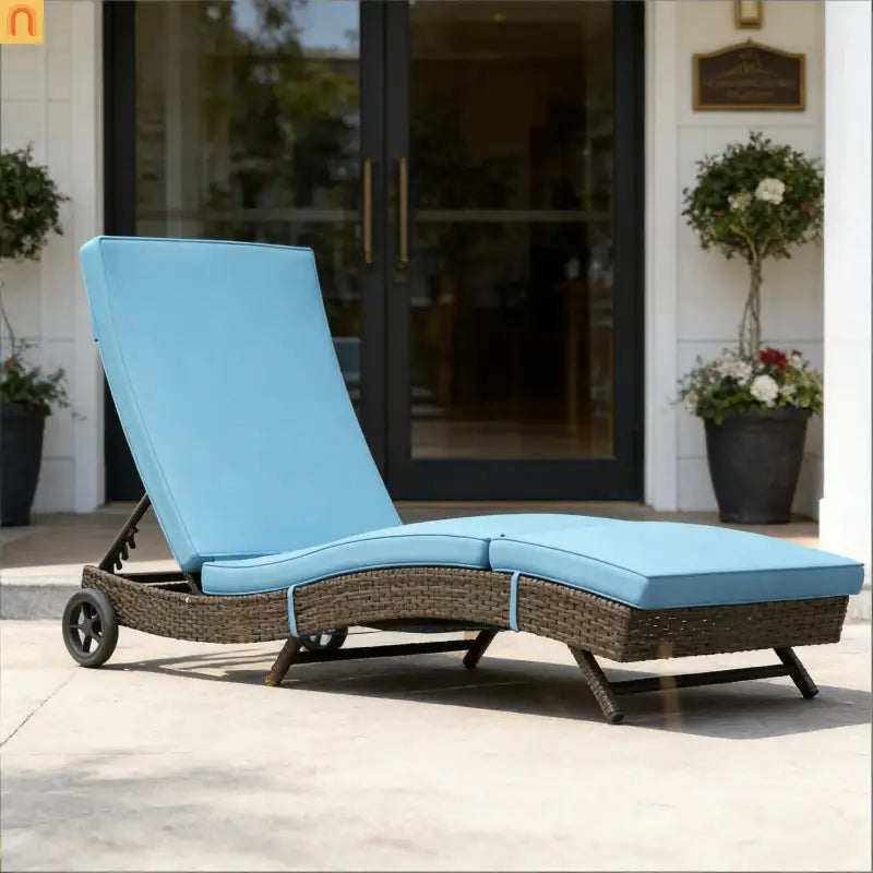 Outdoor Chair Wicker Chaise Lounge Weather Resistant Sun Lounger with UV