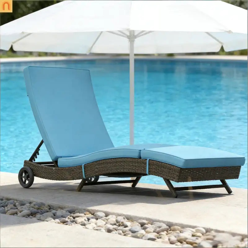 Outdoor Chair Wicker Chaise Lounge Weather Resistant Sun Lounger with UV