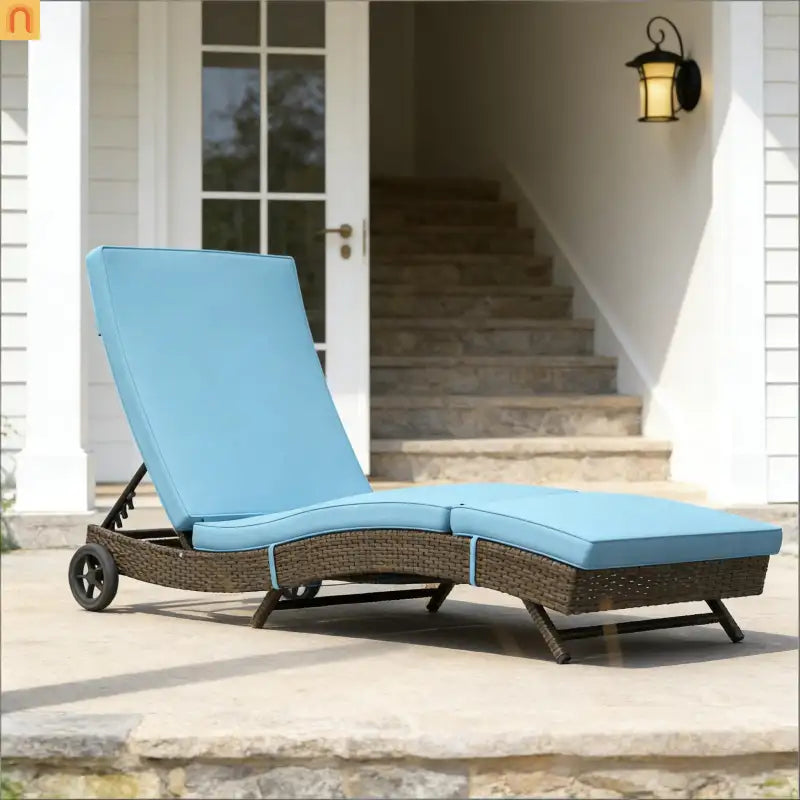 Outdoor Chair Wicker Chaise Lounge Weather Resistant Sun Lounger with UV