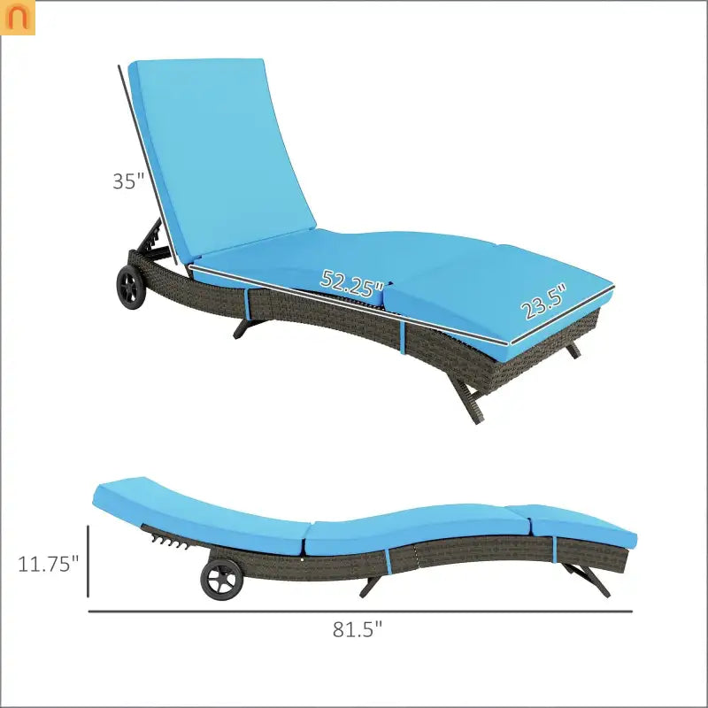 Outdoor Chair Wicker Chaise Lounge Weather Resistant Sun Lounger with UV