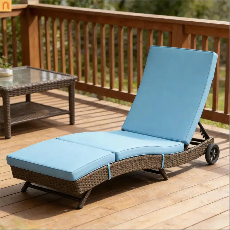 Outdoor Chair Wicker Chaise Lounge Weather Resistant Sun Lounger with UV