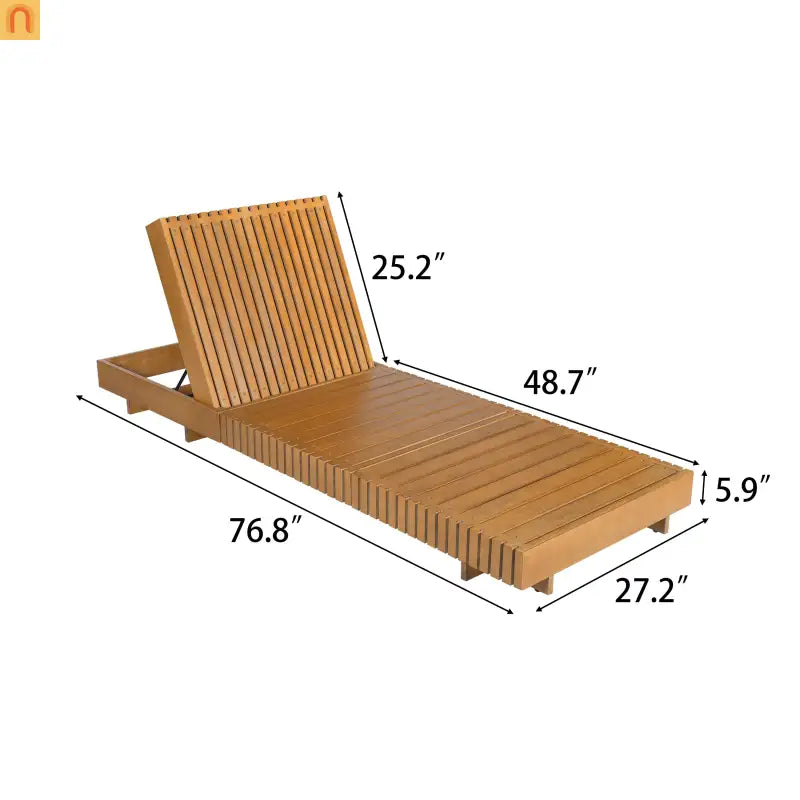 Outdoor Chaise Lounge Chair Acacia Solid Wood Copper Teak Color 6-position