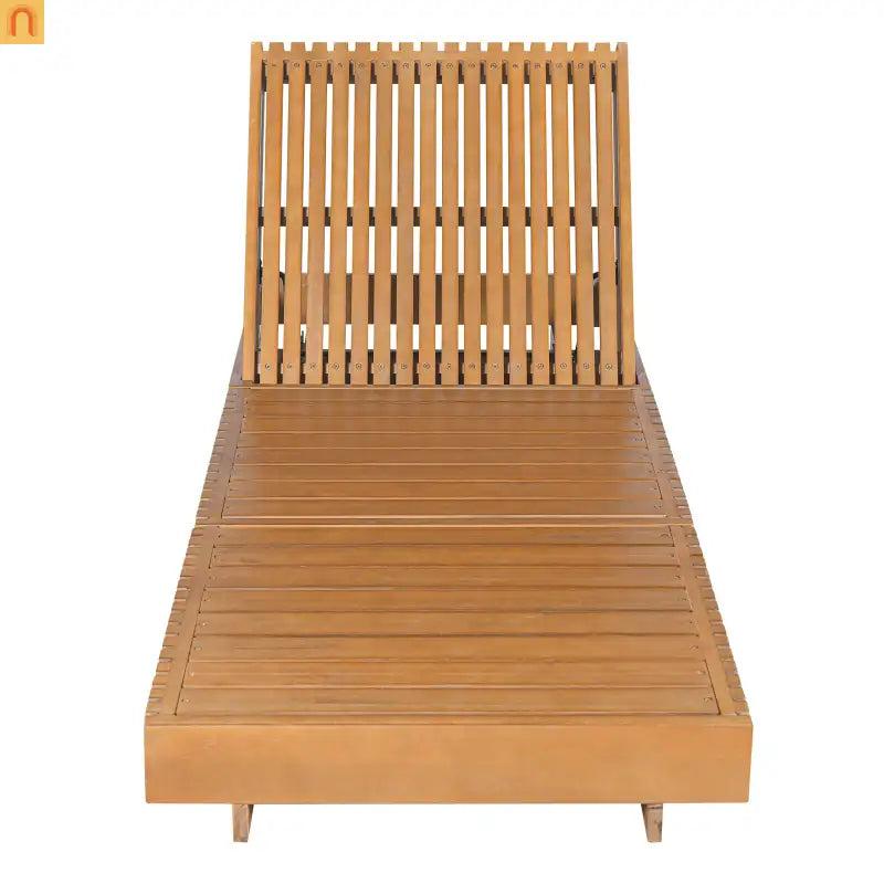 Outdoor Chaise Lounge Chair Acacia Solid Wood Copper Teak Color 6-position