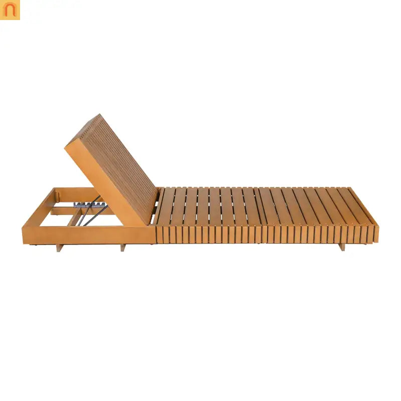 Outdoor Chaise Lounge Chair Acacia Solid Wood Copper Teak Color 6-position