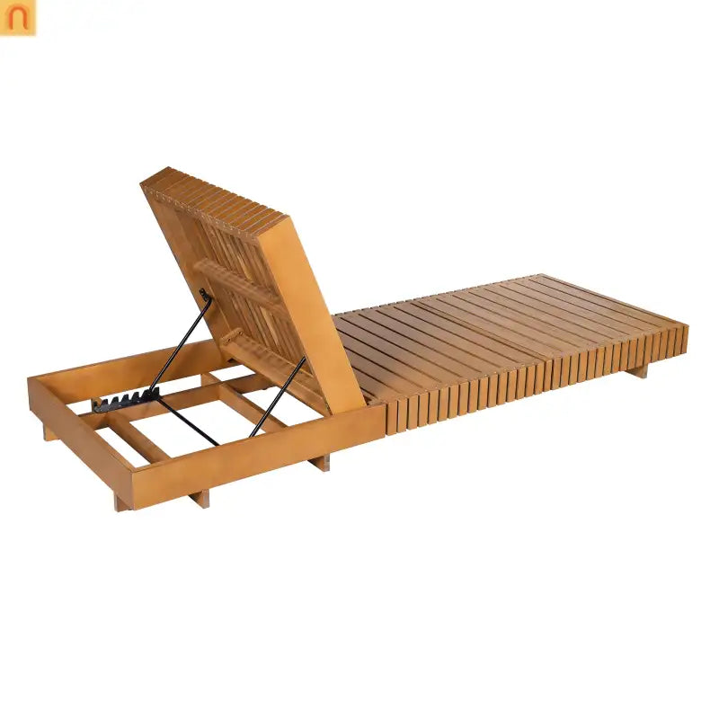 Outdoor Chaise Lounge Chair Acacia Solid Wood Copper Teak Color 6-position