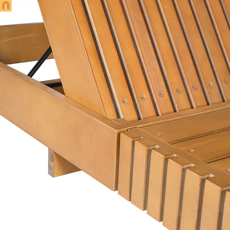 Outdoor Chaise Lounge Chair Acacia Solid Wood Copper Teak Color 6-position