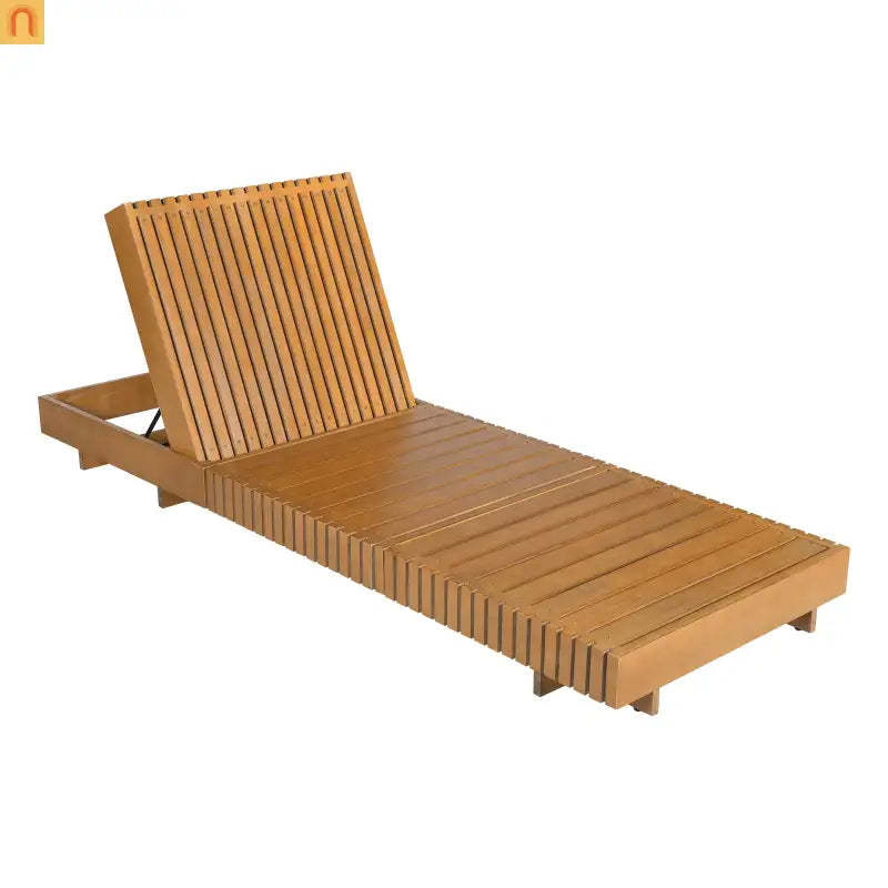 Outdoor Chaise Lounge Chair Acacia Solid Wood Copper Teak Color 6-position
