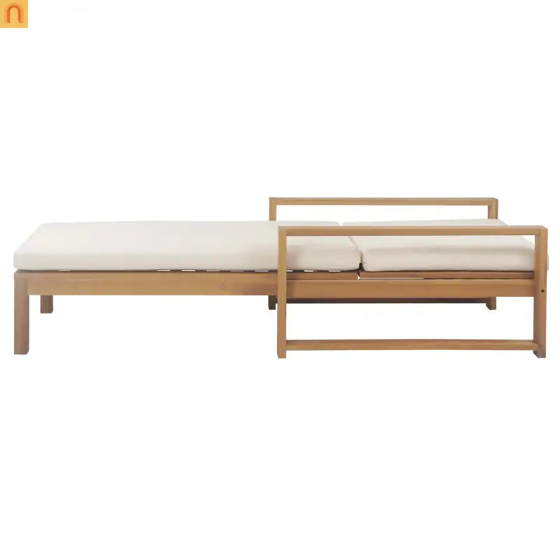 Outdoor Chaise Lounge Chair with Adjustable Backrest in Light Teak