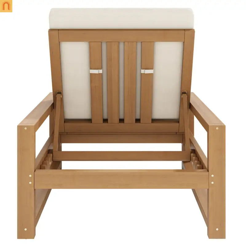 Outdoor Chaise Lounge Chair with Adjustable Backrest in Light Teak