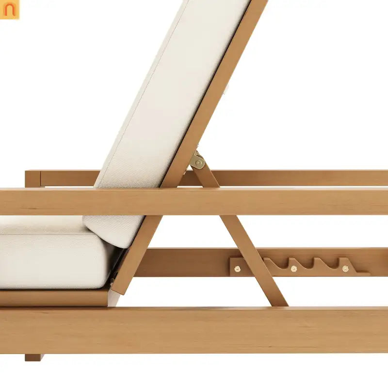Outdoor Chaise Lounge Chair with Adjustable Backrest in Light Teak