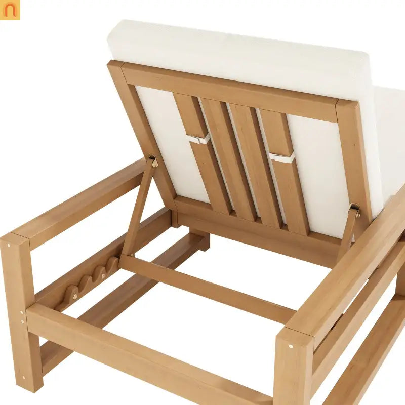Outdoor Chaise Lounge Chair with Adjustable Backrest in Light Teak