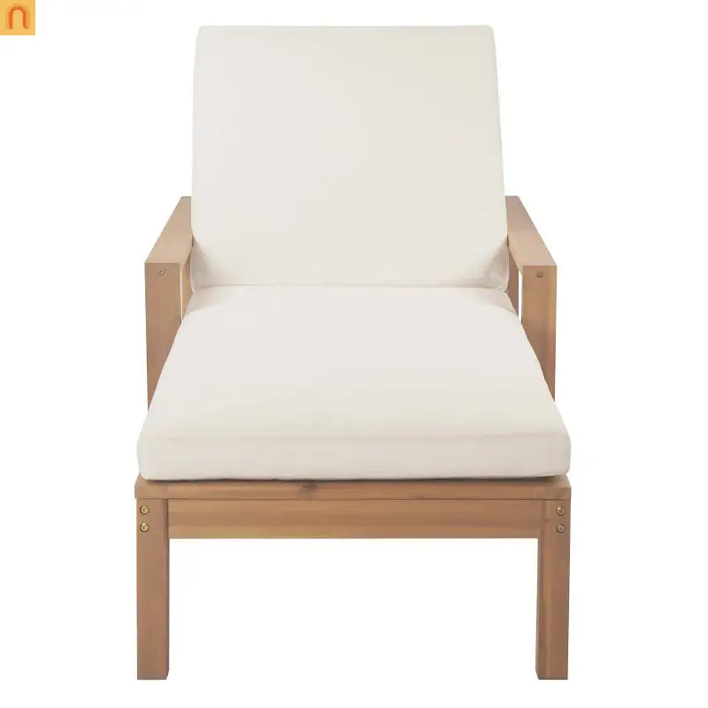 Outdoor Chaise Lounge Chair with Adjustable Backrest in Light Teak