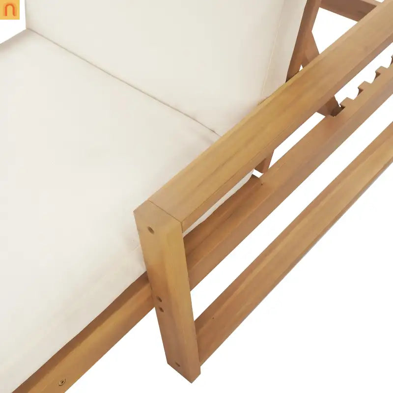 Outdoor Chaise Lounge Chair with Adjustable Backrest in Light Teak