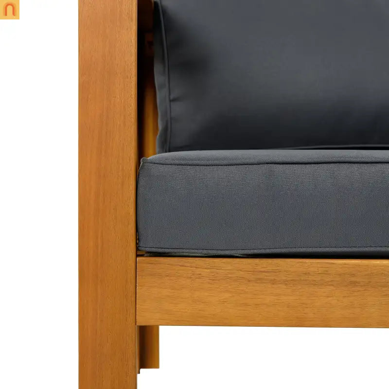Outdoor Club Chair with Cushions in Acacia Wood Teak Finish Set of 2 Patio