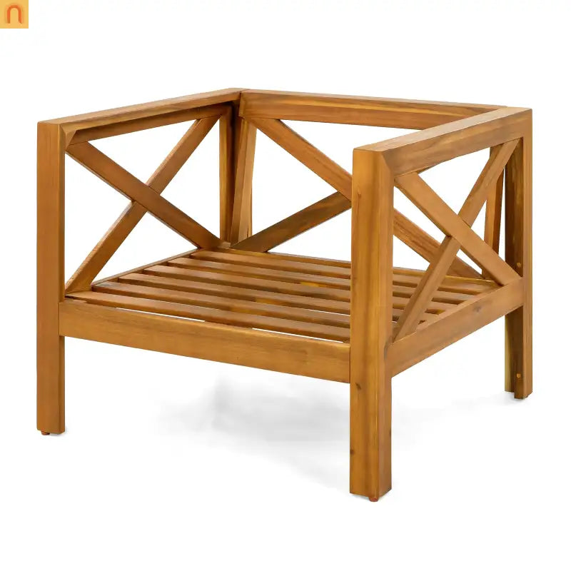 Outdoor Club Chair with Cushions in Acacia Wood Teak Finish Set of 2 Patio