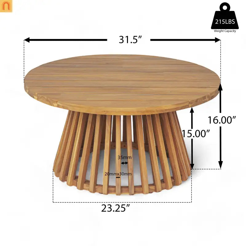 Outdoor Daybed Set 3-seater Acacia Teak Cushions Light Grey Round Side Table