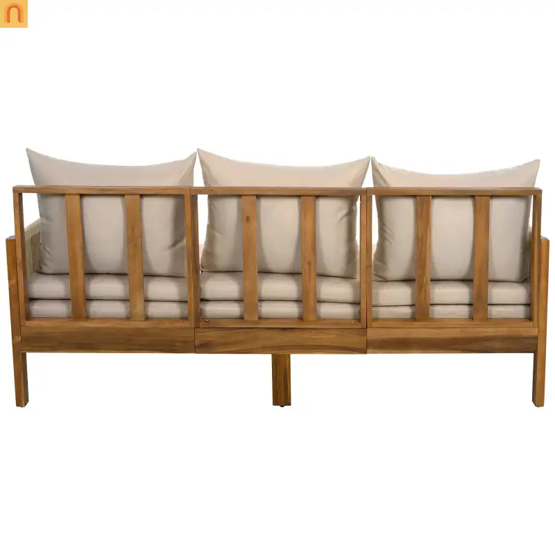 Outdoor Daybed Sofa Bed Acacia Wood Natural Brown Convertible Rope