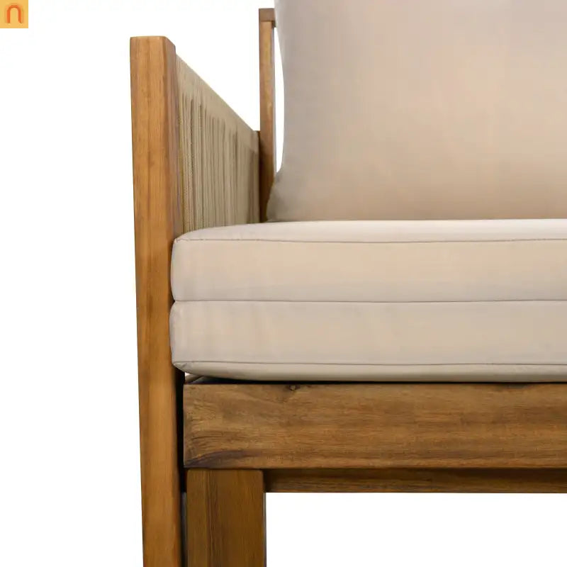 Outdoor Daybed Sofa Bed Acacia Wood Natural Brown Convertible Rope