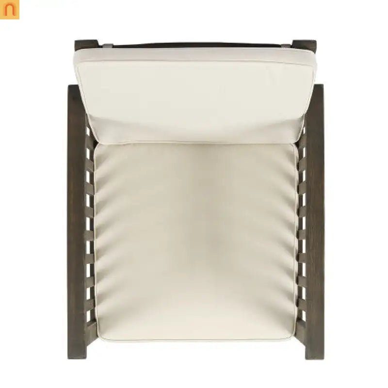 Outdoor Dining Chair Farmhouse Acacia Grey with Cream Cushions Set of 4
