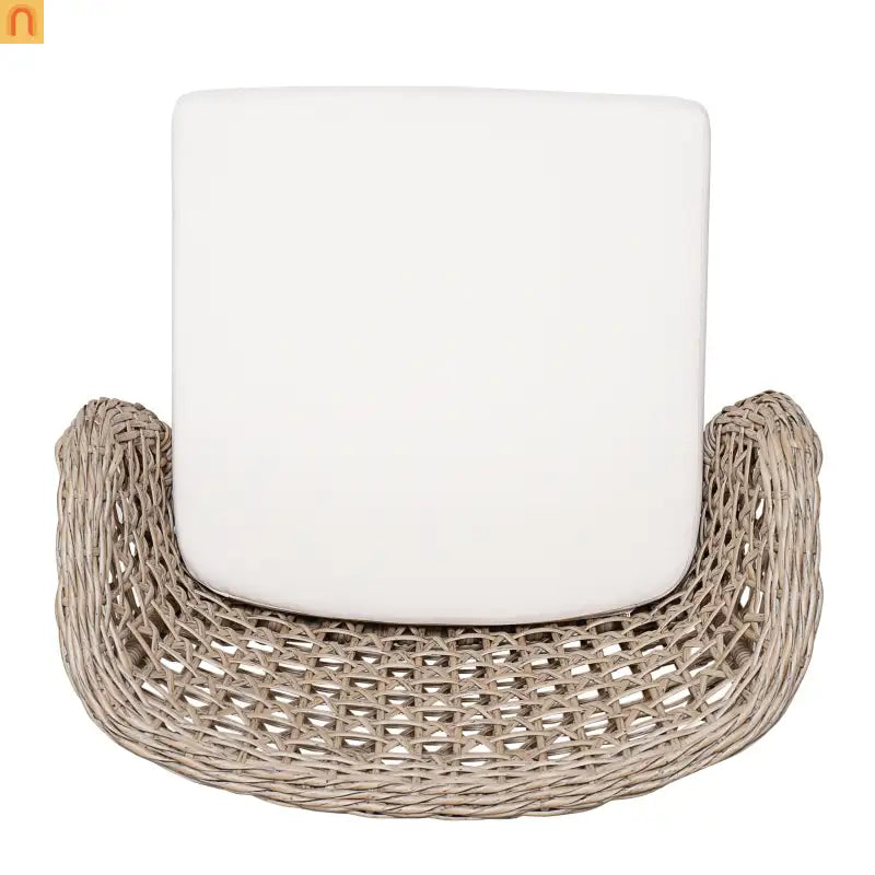 Outdoor Dining Chairs Set of 2 Teak Finish Acacia Wood Beige Cushions Wicker