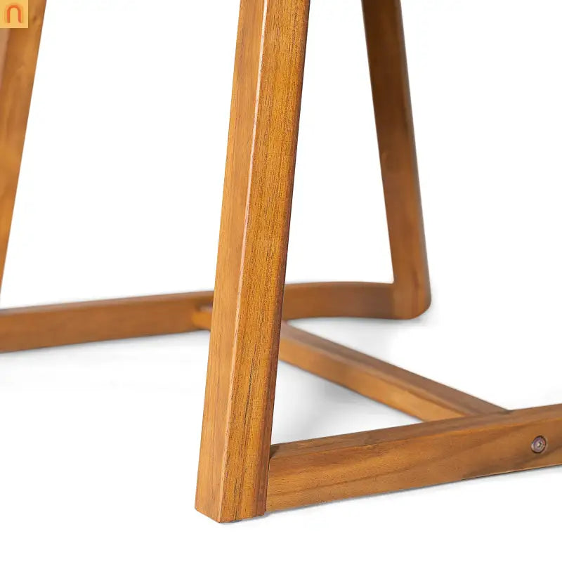 Outdoor Dining Chairs Set of 2 Teak Finish Acacia Wood Beige Cushions Wicker