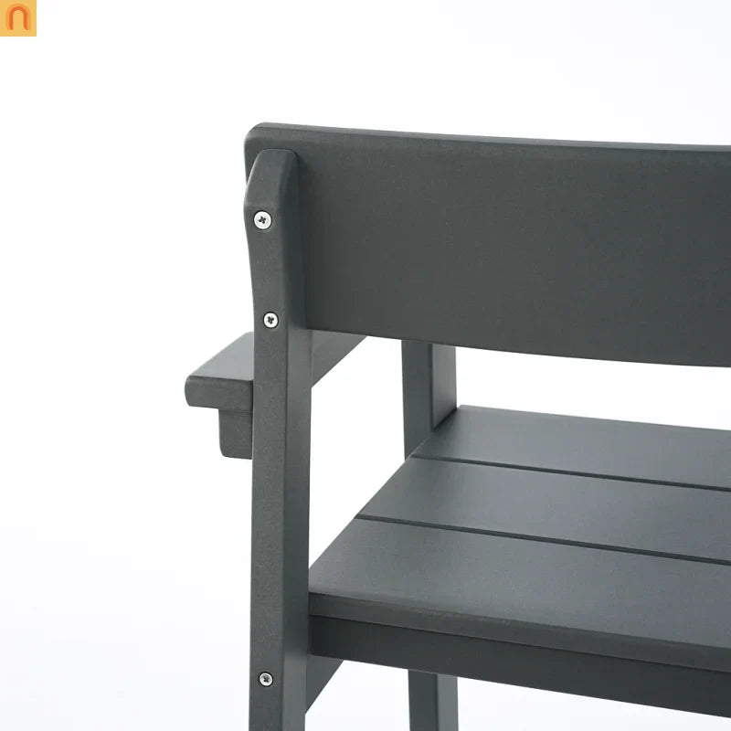 Outdoor Dining Set 6 Person HDPE Gray Weather Resistant Umbrella Hole