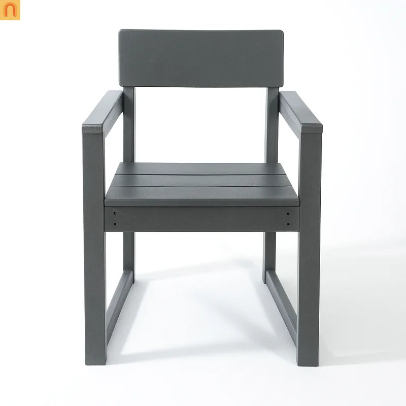 Outdoor Dining Set 6 Person HDPE Gray Weather Resistant Umbrella Hole