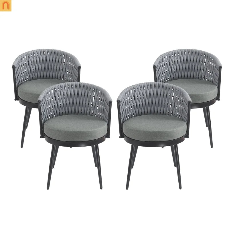 Outdoor Dining Set Acacia Wood Rope Chairs Teak 7 Piece Seats 6