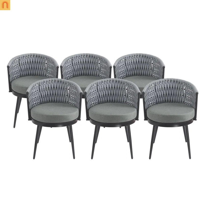 Outdoor Dining Set Acacia Wood Rope Chairs Teak 7 Piece Seats 6