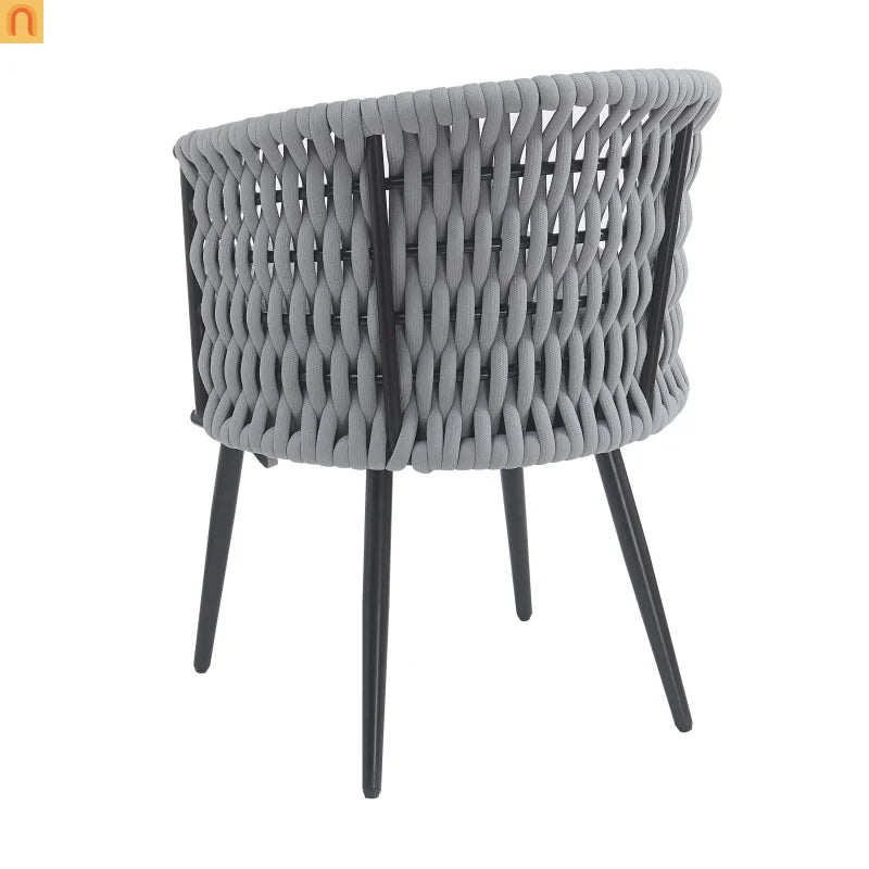 Outdoor Dining Set Acacia Wood Rope Chairs Teak 7 Piece Seats 6