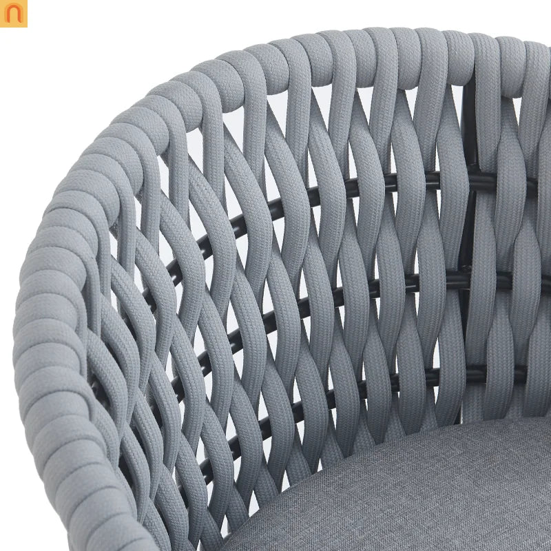 Outdoor Dining Set Acacia Wood Rope Chairs Teak 7 Piece Seats 6