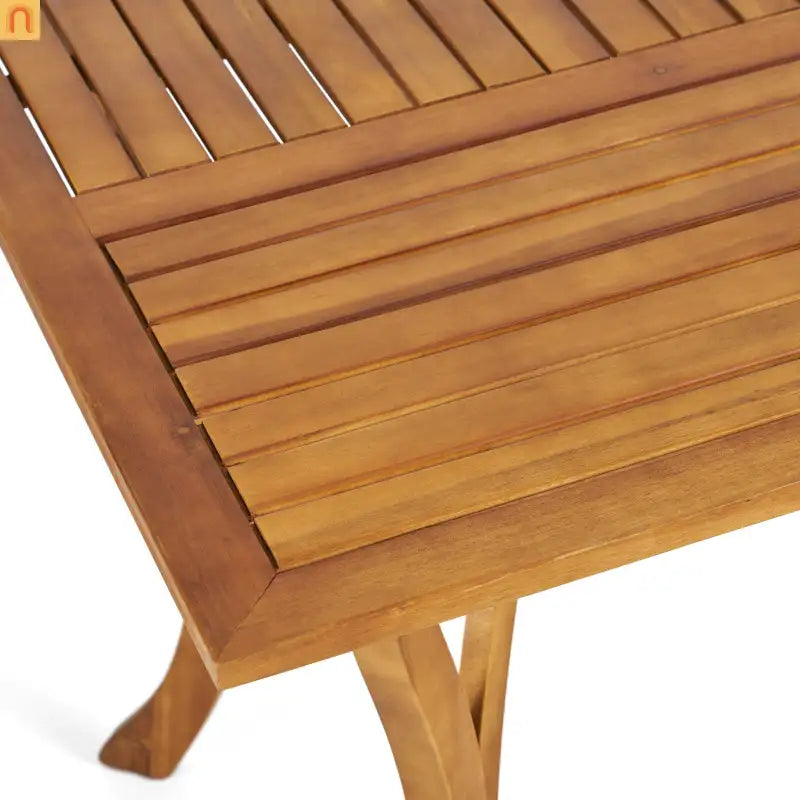 Outdoor Set Hermosa Teak Finish Acacia Wood Cream Cushions 7-piece