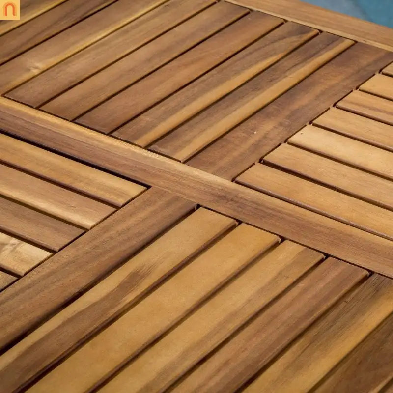 Outdoor Set Hermosa Teak Finish Acacia Wood Cream Cushions 7-piece